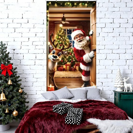 550x550-33029.jpg Unyqoos® Sfeervolle kerstdeurdecoratie met kerstman en rendieren voor binnen en buiten