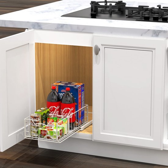 Unyqoos ® Uittrekbare Organisator voor Keukenkastjes en Badkameropslag met Schuiflade