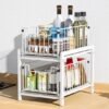 Unyqoos ® Stijlvol en Praktisch Keuken- en Badkamer Organisatierek met Dubbele Schuifmanden voor Efficiëntie