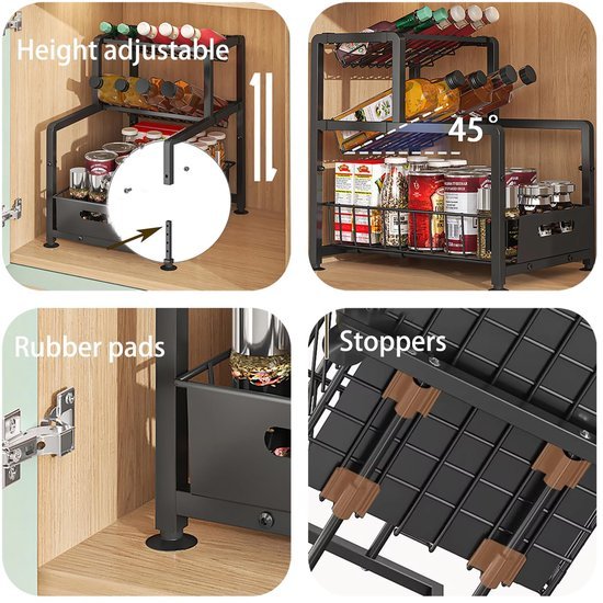 550x550-33113.jpg Unyqoos ® Multifunctionele Metalen Onderkast Organizer voor Keuken en Badkamer met Uittrekbare Laden