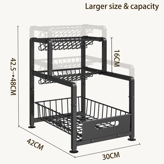 550x550-33116.jpg Unyqoos ® Multifunctionele Metalen Onderkast Organizer voor Keuken en Badkamer met Uittrekbare Laden