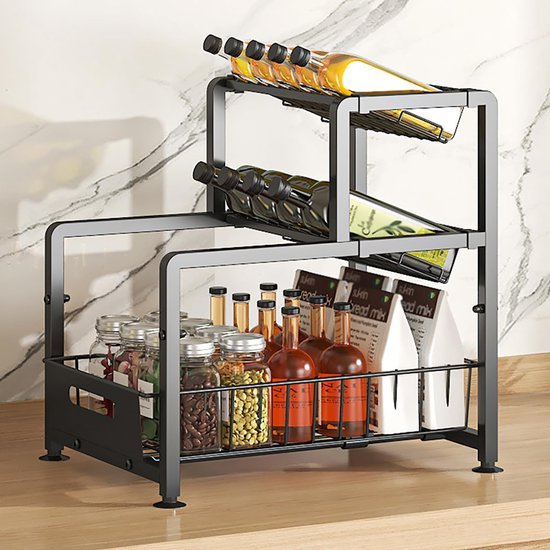 550x550-33119.jpg Unyqoos ® Multifunctionele Metalen Onderkast Organizer voor Keuken en Badkamer met Uittrekbare Laden