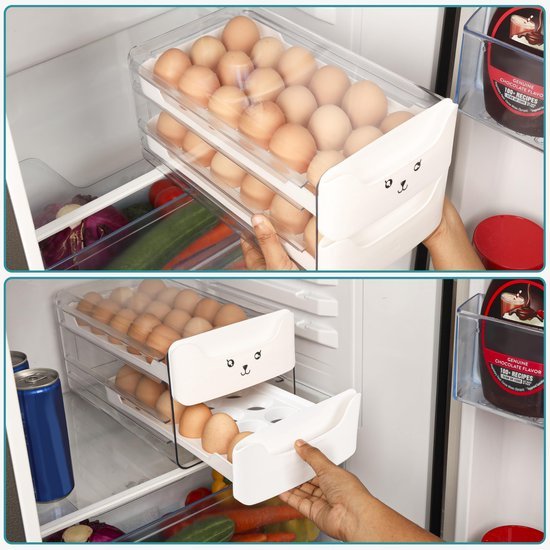 550x550-33127.jpg Unyqoos ® Ruime Dubbellaagse Eieropslagdoos met Praktische Ladefunctie voor 36 Eieren