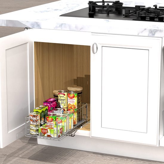 Unyqoos ® Uittrekbare Schuifmand met Scheidingswand voor Keuken- en Badkamerkasten
