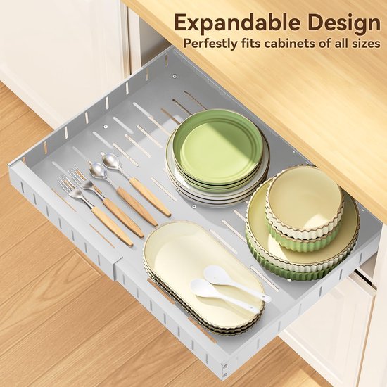 Unyqoos ® Telescopische Uittrekbare Lade Organizer voor Keukenkast met Verstelbaar Ontwerp en Eenvoudige Installatie