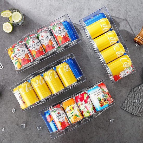 Unyqoos ® Praktische Drank- en Blikjesorganizer voor Koelkast, Werkblad en Meer – Set van 4 Stuks