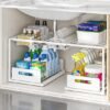 Unyqoos ® Uittrekbare Onderkast Organizer met Verstelbare Niveaus voor Keuken en Badkamer Opslagoptimalisatie