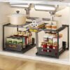 Unyqoos ® Uittrekbare Onderkast Organizer met Verstelbare Niveaus voor Keuken en Badkamer Opslagoptimalisatie