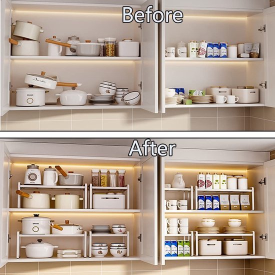 Unyqoos ® Plankinzetstuk voor Keukenkast met Antislipmat en Multifunctionele Organizer voor Huis