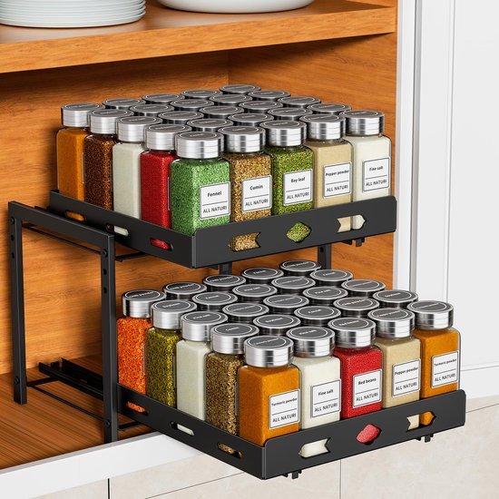 Unyqoos® Handige Uittrekbare Keukenorganizer Met Verstelbare Hoogte Voor Optimale Kastruimte