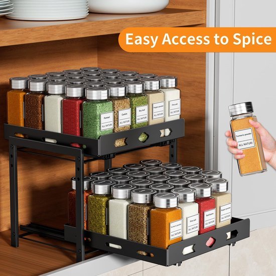 Unyqoos® Handige Uittrekbare Keukenorganizer Met Verstelbare Hoogte Voor Optimale Kastruimte