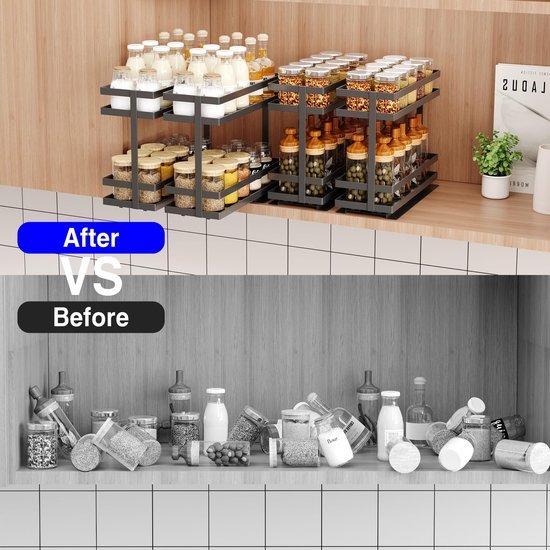 550x550-33375.jpg Unyqoos® Uitrekbaar kruidenrek met twee niveaus voor keukenkastjes zonder boren