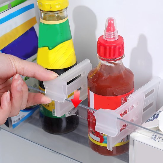 Unyqoos® 16-delige set verstelbare koelkastorganizers voor efficiënte opslag en orde