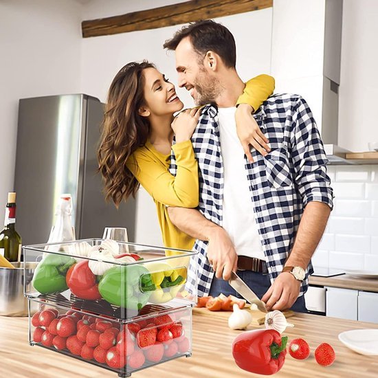 Unyqoos® Transparante en stapelbare opbergset voor keuken en koelkast in 3 maten