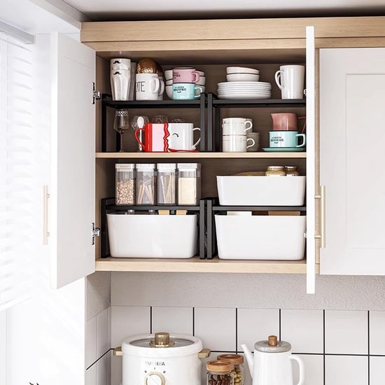 Unyqoos ® Praktische Metalen Plankorganizer voor Keuken en Badkamer met Antisliplaag