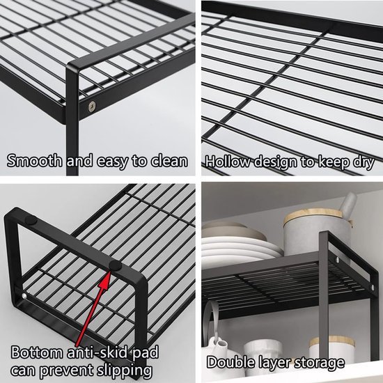 Unyqoos ® Praktische Metalen Plankorganizer voor Keuken en Badkamer met Antisliplaag