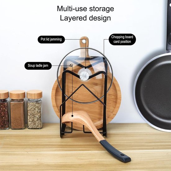 Unyqoos® Compacte keukenorganizer voor snijplanken en deksels met stevige basis
