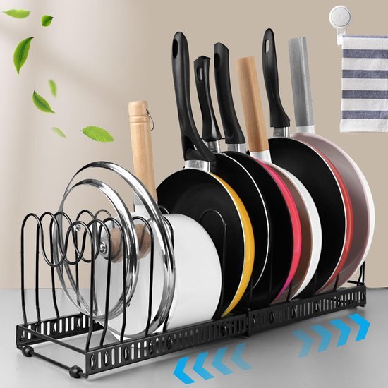 Unyqoos® Pannendekselhouder met Verstelbare Vakken en Modern Design voor Keukenorganisatie