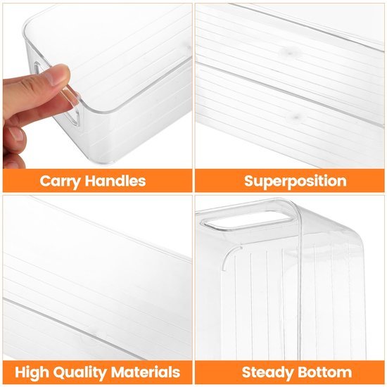 550x550-33493.jpg Unyqoos® Transparante en Stapelbare Koelkastorganizers met Handgrepen voor Keuken