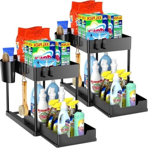 550x550-33527.jpg Unyqoos® Veelzijdige 2-laagse Organizer voor Onder de Gootsteen Met Haken en Schuifladen