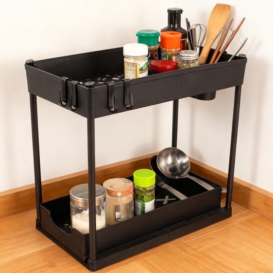 550x550-33545.jpg Unyqoos® Uittrekbare keukenkastorganizer met twee niveaus en antisliprand