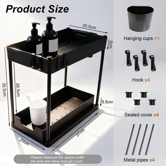 550x550-33546.jpg Unyqoos® Uittrekbare keukenkastorganizer met twee niveaus en antisliprand
