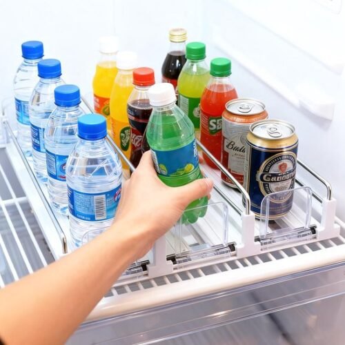 Unyqoos® Ruimtebesparende drankorganizer met zelfschuivend systeem voor koelkast