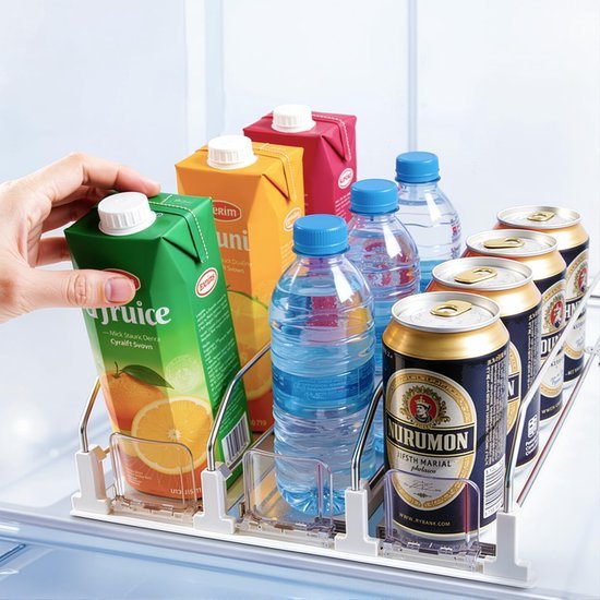 550x550-33559.jpg Unyqoos® Ruimtebesparende drankorganizer met zelfschuivend systeem voor koelkast