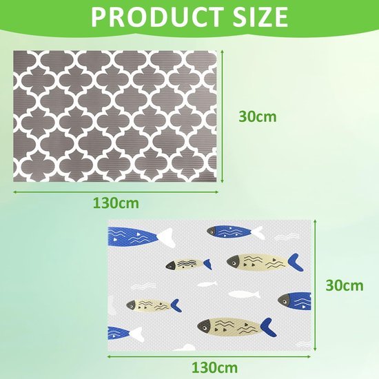Unyqoos® Antibacteriële en Afwasbare Matten voor Koelkast en Kast, 130 x 30 cm