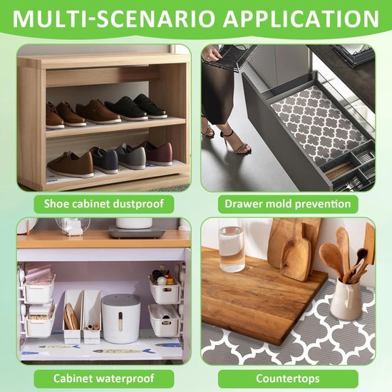 Unyqoos® Antibacteriële en Afwasbare Matten voor Koelkast en Kast, 130 x 30 cm