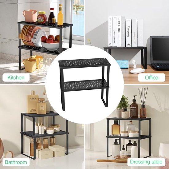 Unyqoos® Stapelbare Metalen Keukenorganizer Set van 2 voor Optimaal Ruimtegebruik en Orde