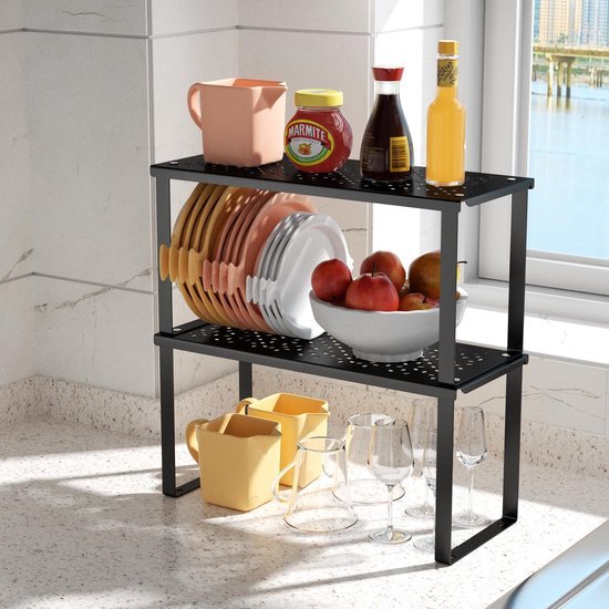 Unyqoos® Stapelbare Metalen Keukenorganizer Set van 2 voor Optimaal Ruimtegebruik en Orde