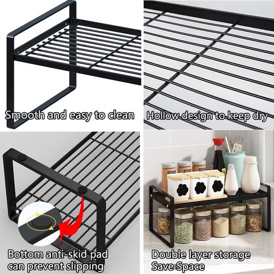 Unyqoos® Praktische En Ruimtebesparende Keukenkast Organizer Met Antislipmat Voor Meerdere Toepassingen