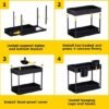 Unyqoos® Multifunctionele Keuken en Badkamer Organizer met Uitschuifbare Laden en Extra Haken Zwart Set van 2