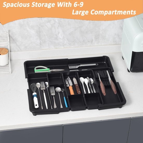 550x550-33631.jpg Unyqoos® Verstelbare besteklade organizer met uitbreidbare indeling en messenhouder