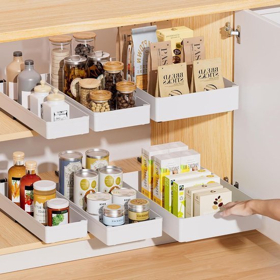 Unyqoos® Uittrekbare keukenkast-organizers set van 3 maten voor optimale opslag