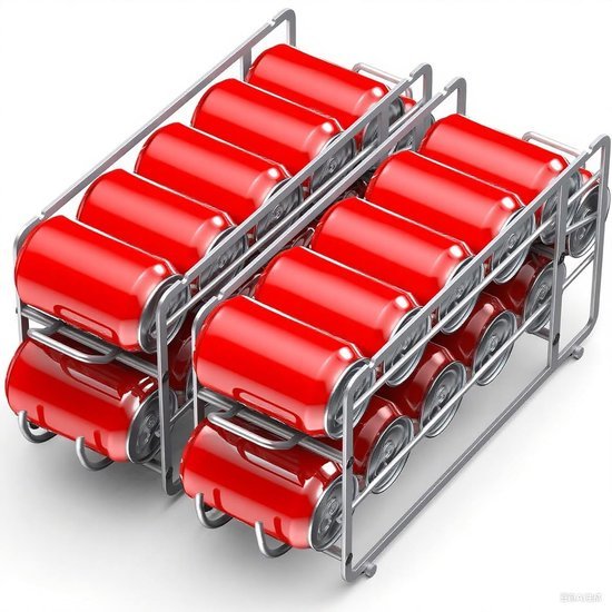 Unyqoos® Ruimtebesparende drankblikjesorganizer met automatisch rollen voor koelkast en keuken