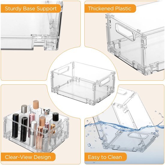 Unyqoos® Transparante Organizerset van 4 Stuks voor Keuken en Kantooropslag