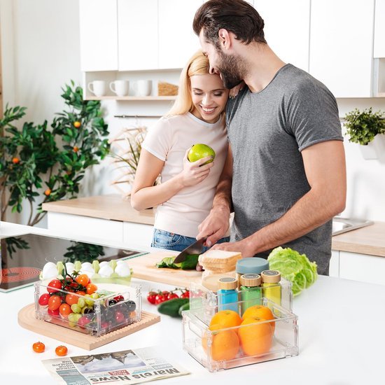 Unyqoos® Transparante Organizerset van 4 Stuks voor Keuken en Kantooropslag