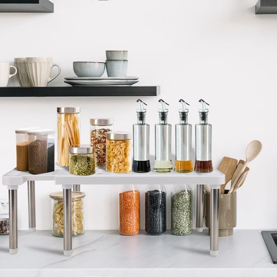 Unyqoos® Verstelbaar en stapelbaar keukenrek voor optimale ruimtebenutting