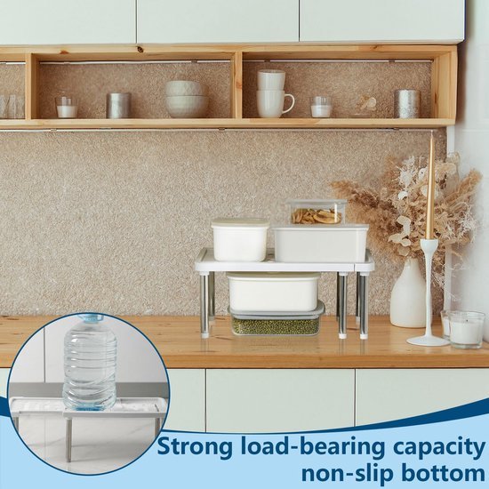 Unyqoos® Verstelbaar en stapelbaar keukenrek voor optimale ruimtebenutting