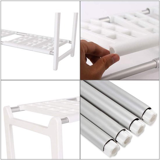 Unyqoos® Verstelbaar Ruimtebesparend Keukenrek met 10 Planken voor Onder de Goosteen