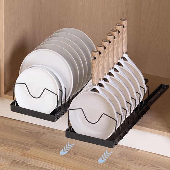 Unyqoos® Uittrekbare Keuken Organizer voor Pannen en Deksels met Verstelbare Vakken