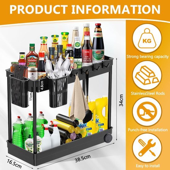 550x550-33938.jpg Unyqoos® Ruimtebesparende Keuken- en Badkamer Organizer met Meerdere Niveaus en Accessoires