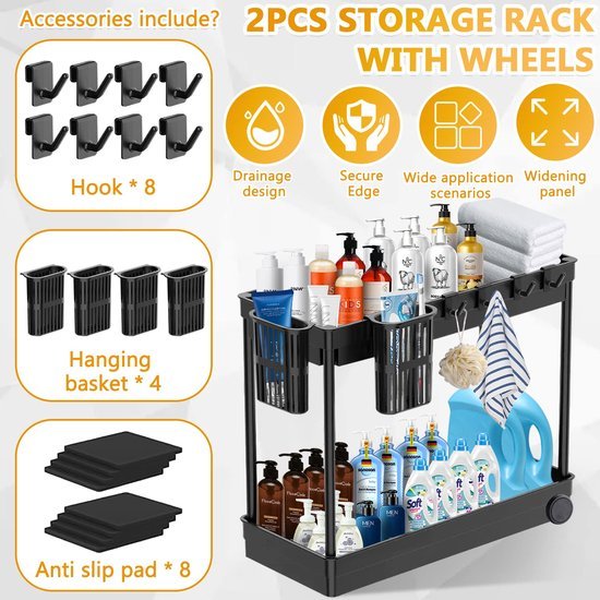 550x550-33940.jpg Unyqoos® Ruimtebesparende Keuken- en Badkamer Organizer met Meerdere Niveaus en Accessoires