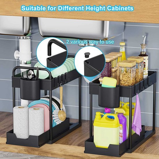 550x550-33945.jpg Unyqoos® Multifunctionele Keuken- en Badkamer Organizer met Schuifmand, Haken en Bekers voor Optimale Opbergruimte