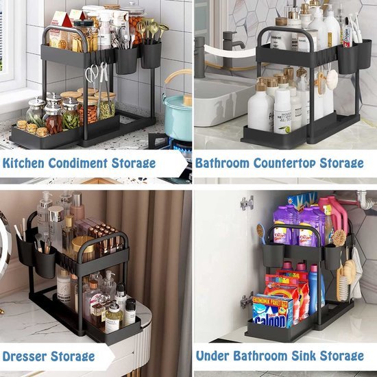 550x550-33949.jpg Unyqoos® Multifunctionele Keuken- en Badkamer Organizer met Schuifmand, Haken en Bekers voor Optimale Opbergruimte