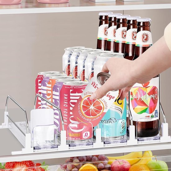 Unyqoos® Automatische drankorganizer voor koelkast met drie rekken en zelfschuifsysteem