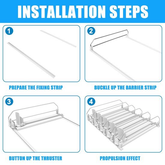 Unyqoos® Automatische drankorganizer voor koelkast met drie rekken en zelfschuifsysteem