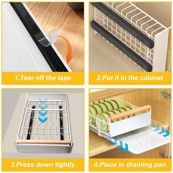Unyqoos® Uittrekbare keukenlade met geluidsarme rails en afneembare opvangbak